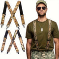 Men'S Heavy-Duty Camo Suspenders Featuring Four Robust Hooks/Clips, Designed for Hunting And Work, with an Adjustable X-Back Style