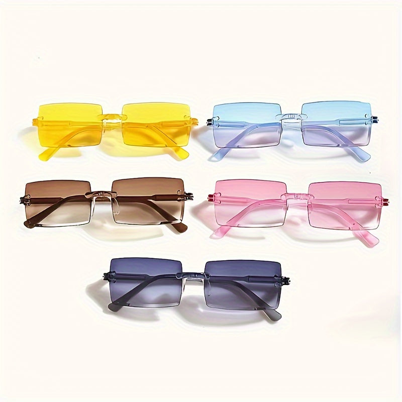 10pcs Set of Candy-Colored Frameless Rectangular Plastic Glasses- Colorful Fun Design, Ideal Accessories for Parties, Weddings, Gatherings, and Holiday Events| Durable Plastic Material| A must-have for photo decoration