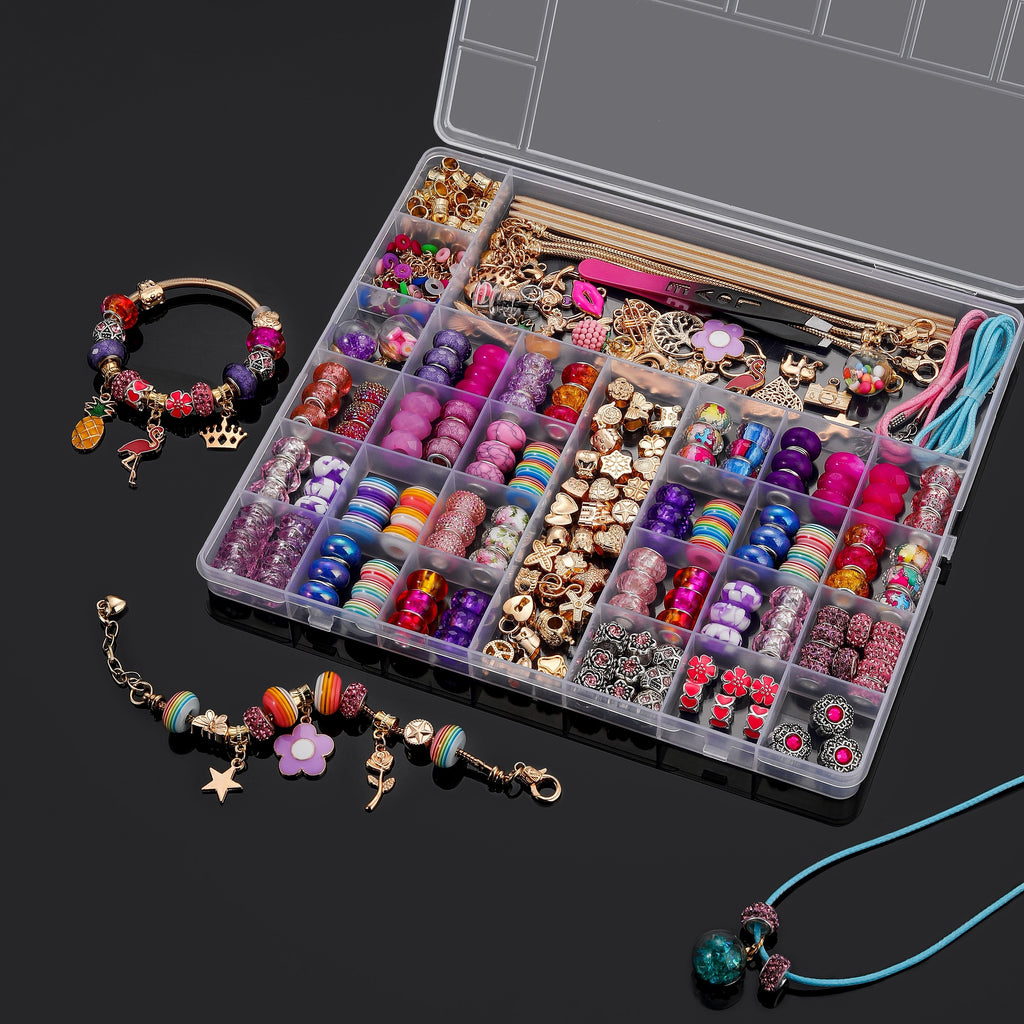 305pcs Charm Bracelet Making Kit, DIY Jewelry Making Supplies with Golden Beads & Colorful Glass Beads, Friendship Bracelet Necklace Craft Set, Ideal Birthday Xmas Gift