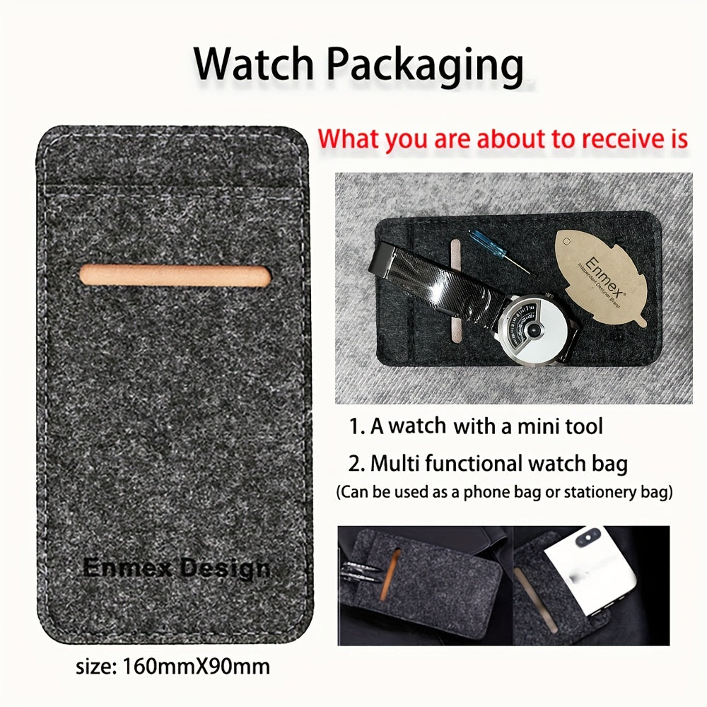 Modern Minimalist Watch - No Hands, Stainless Steel Strap, Quartz Movement, Battery-Powered (Non-Rechargeable) - Everyday & Formal Watch for Men & Women - Contemporary Industrial Design, Versatile Accessory, Sleek Timepiece, Premium Materials, Unique Time