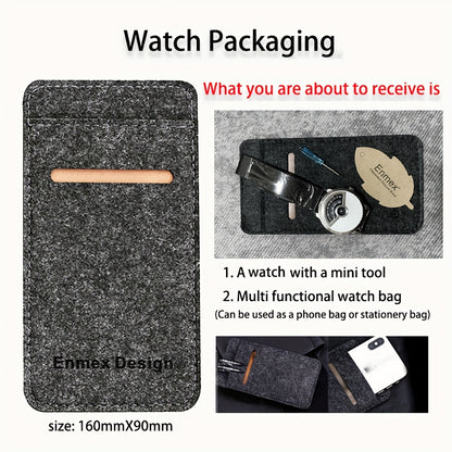 Minimalist No-Hands Quartz Watch with Stainless Steel Strap - Contemporary Industrial Design Unisex Wristwatch for Men & Women, Unique Sleek Timepiece for Everyday & Formal Wear