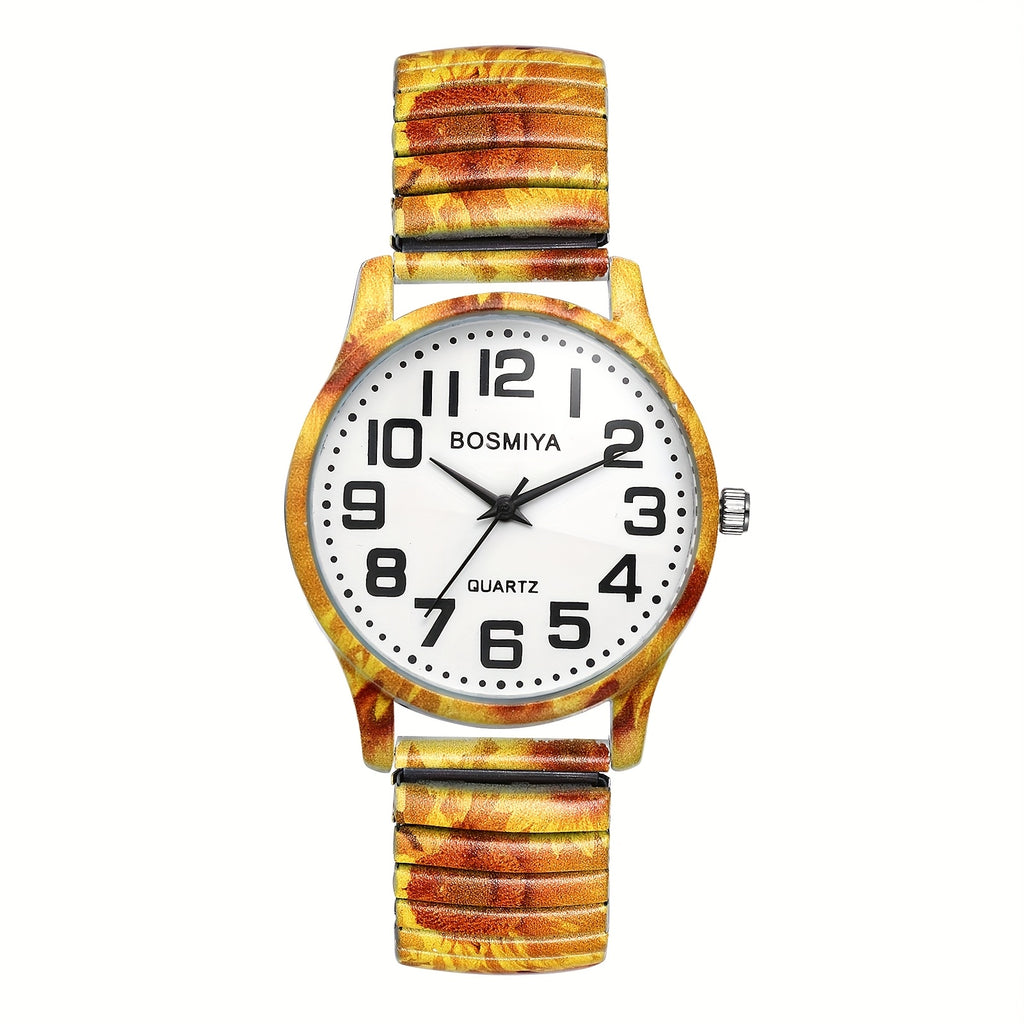 Bohemian Analog Quartz Watch, Men'S And Women'S Printed Wristwatch, Starry Sunflower Tree of Life Stretch Band, Large Arabic Numerals Scale Dial, Clear And Easy to Read, Easy to Wear, Valentine'S Day Christmas Birthday Gift