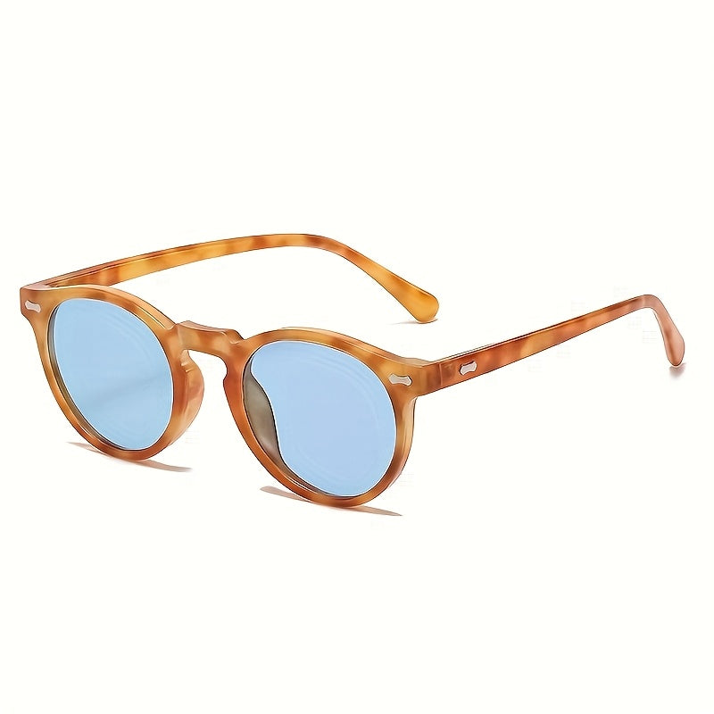 Blue Beach Round Polarized Fashion Glasses - Unisex Vintage Style Acetate Frame, Polarized Lenses for Glare Reduction & True Color Clarity, Ideal for Camping, Hiking, Driving,, Hiking Accessories, Stylish Eyewear, Durable Frame, Protective Eyewear, Outdoo