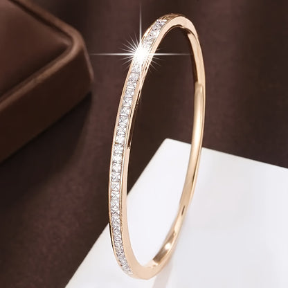 Rhinestone Bracelet Stainless Steel Sparkling Luxury Bangle Women Elegant Bling Jewelry Everyday Party Wear Gift Graduation Teacher