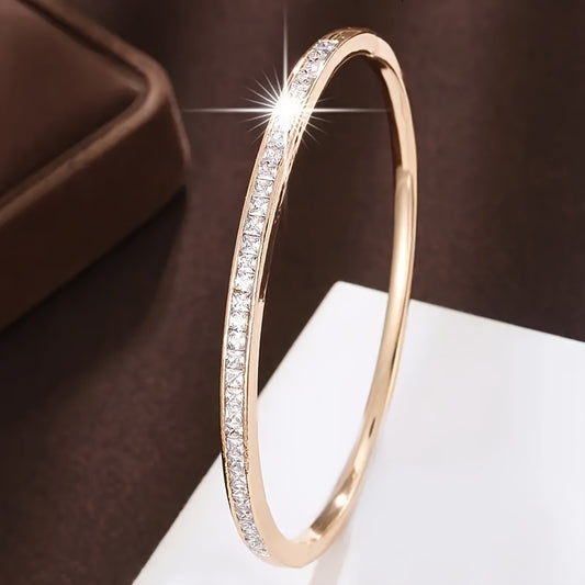 Rhinestone Bracelet Stainless Steel Sparkling Luxury Bangle Women Elegant Bling Jewelry Everyday Party Wear Gift Graduation Teacher