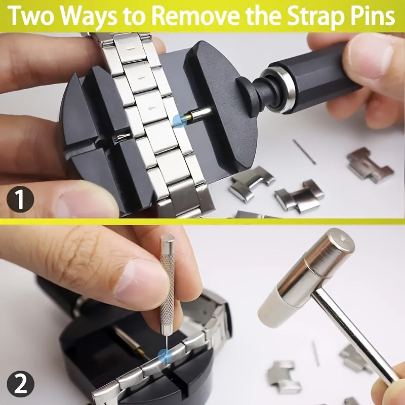 15pcs Stainless Steel for watch Band Removal Tool Kit | Professional Tool with Plastic Base for Watch Band Pin Removal, Suitable for Adjustment and Repair, No Assembly Required