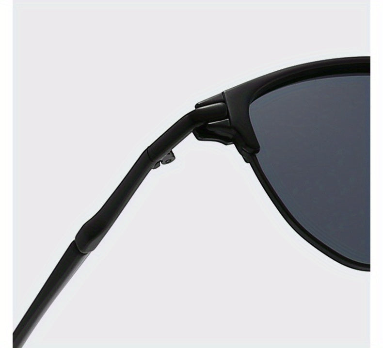 Semi-Rim Sunglasses UV400 for Men & Women – Retro Half Frame Vintage Tinted Lens Eyewear with Case & Cleaning Cloth, 4 Colors for Daily Wear, Travel & Driving