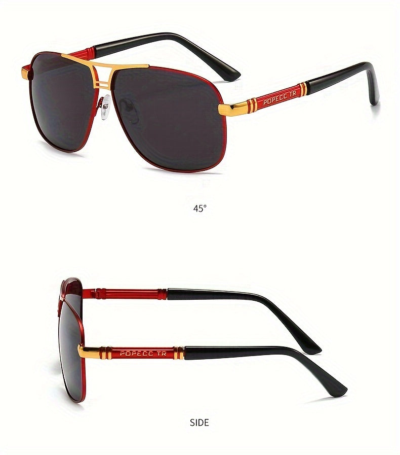 Full Rim Sunglasses Men Women Oversized 139mm+ Frame – TAC Gradient Lens UV Protection, Bold Fashion Eyewear for Formal Everyday Street Style, 4 Colors Red Black Gold Silver