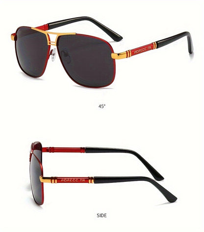 Full Rim Sunglasses Men Women Oversized 139mm+ Frame – TAC Gradient Lens UV Protection, Bold Fashion Eyewear for Formal Everyday Street Style, 4 Colors Red Black Gold Silver