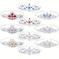 10pcs Girls Princess Rhinestone Crown Colorful Crystal Headband Crystal Tiara Rhinestone Princess Crystal Headband for Birthday Wedding Crown Party Prom, Little Girls, Colorful