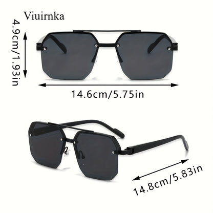 Semi-Rimless Glasses for Women Men - Vintage Half Frame Fashion Eyewear, Lightweight Polycarbonate with Metal Hinge, Retro Aesthetic for Driving Party Daily Wear