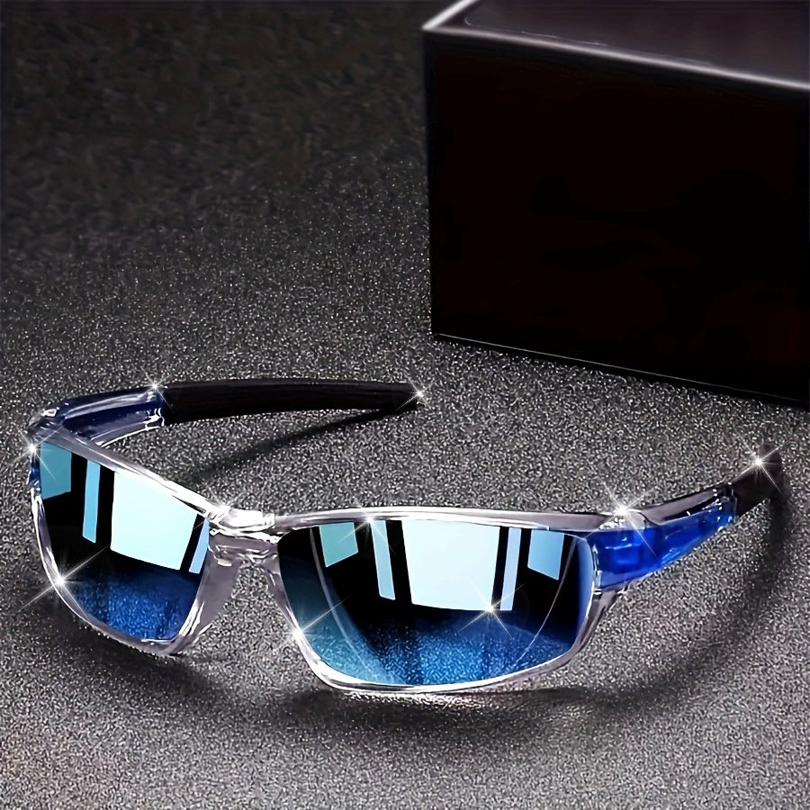 Full Frame Glasses Lightweight PC Lens - Futuristic Modern Eyewear with Wide Temples for Men Women, Durable Polycarbonate Frame for Daily Office Social Use, Comes with Storage Bag Option