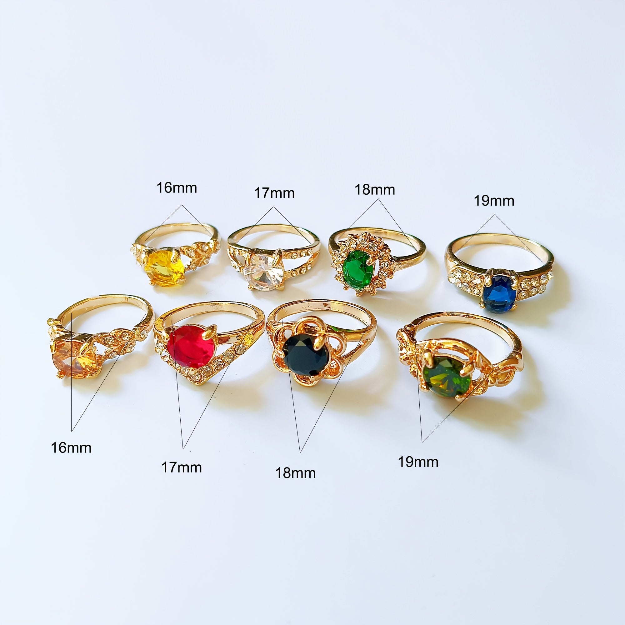 25pcs Fashion Wholesale Bulk, Loose Rings Colorful Natural Stone Rhinestone Rings