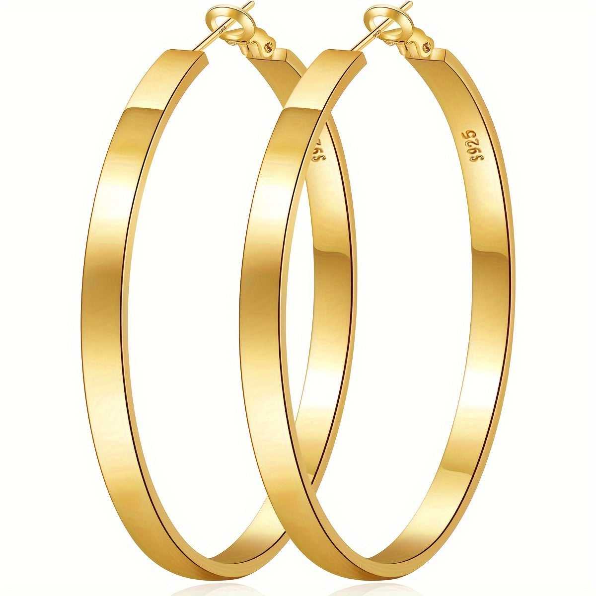 Hoop Earrings 925 Sterling Silver Hypoallergenic Cartilage Earrings for Women — 30/40/50/60mm Simple Leisure Style in Gold & Silver for Parties & Gifts