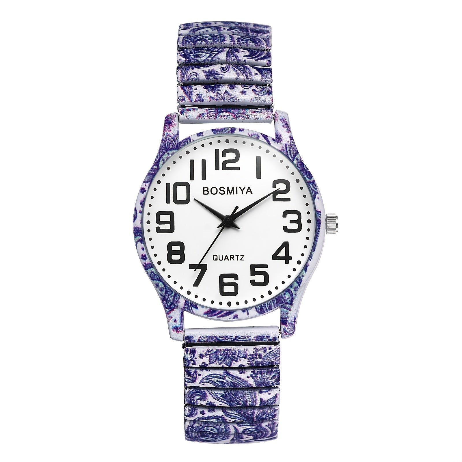 Bohemian Analog Quartz Watch, Women's Watches, Printed Stretch Stainless Steel Strap, Large Arabic Numerals Scale Dial, Clear And Easy to Read, Easy to Wear, Christmas Birthday Gift
