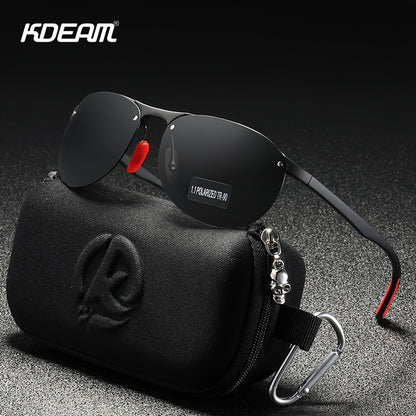 Photochromic Polarized Sunglasses Frameless Oval - TR90 Lightweight Auto-Darkening Mirrored UV400 Lens Men Women Driving Cycling with Hard Case
