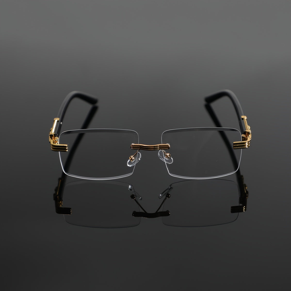 1 Pair Men's Metal Rimless Retro Anti Blue Light Classic Simple Business Flat Fashion Glasses