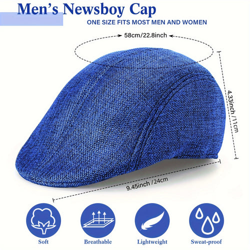 11 Colors Men's Flat Cap Irish Hats Newsboy Hats for Men Cabbie Hunting Cap Weave Linen-Like Newsboy Hat 11pcs. Suitable for Men and Women