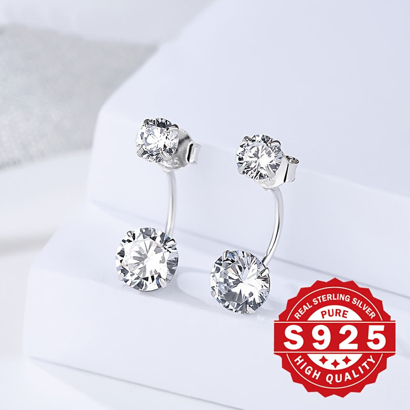 S925 Sterling Silver Elegant Earrings for Women - Delicate Luxury Silver Stud Earrings, Low Allergy Party Festival Jewelry, Christmas Birthday Holiday Gift for Her