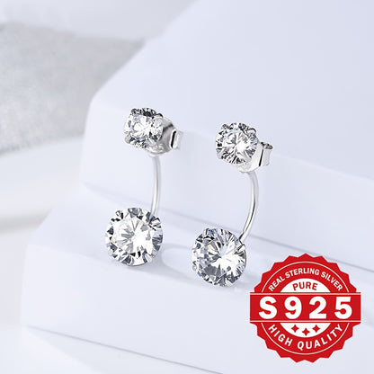 S925 Sterling Silver Elegant Earrings for Women - Delicate Luxury Silver Stud Earrings, Low Allergy Party Festival Jewelry, Christmas Birthday Holiday Gift for Her