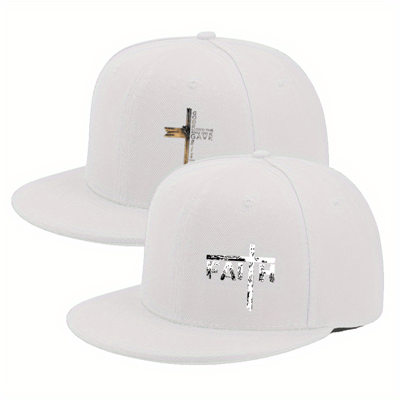 Baseball Cap - 2Pcs Set Cross Print Design Unisex Adjustable Breathable Dad Hat Casual - product detail view 14