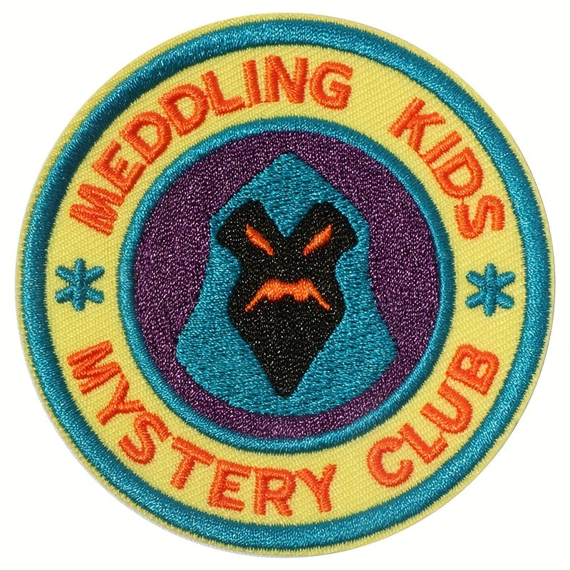 3pcs Meddling S Mystery Club Embroidered Patch - Colorful Fantasy Cartoon Design with Stars & Mysteries, Iron-On/Sew-On for Jackets, Pants, Pet Clothes - Whimsical Adventure Decorative Patch, Cartoon Clothes, Jacket Enhancement