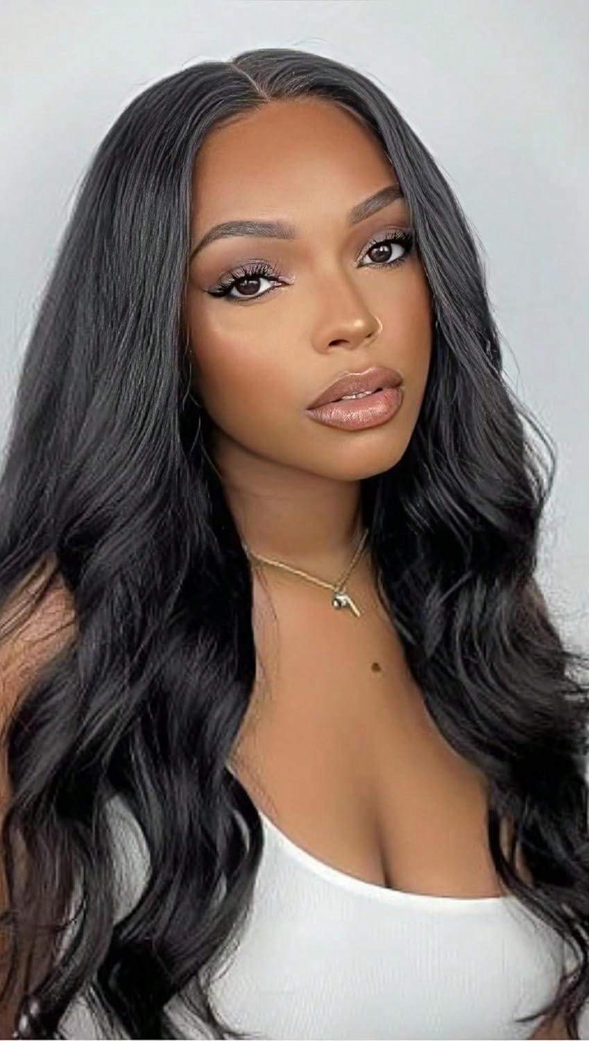 Clip In Hair Extensions 16 Clips 22 Inch 7pcs Set Black Long Natural Wave Hair Extension for Women Synthetic Hair Extensions Hairpieces