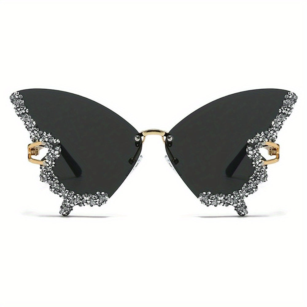 1pc Butterfly Rhinestone Rim Women's Fashion Glasses - Sparkling Decorative Eyewear with PC Lens for Parties, Events & Photo Shoots, Event Accessories | Glamorous Glasses | Elegant Design