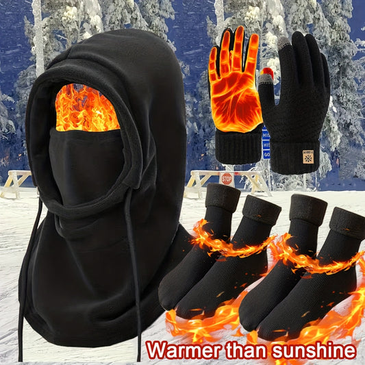 3pcs/ 6pcs Winter Hats for Men Winter Hat, Head Cover, Neck Scarf, Gloves, Warm Set