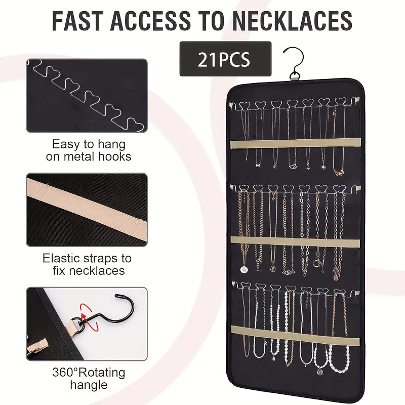 Hanging Jewelry Organizer Dual Sided 360 Degree Rotating Hanger for Earrings Bracelets Rings Necklaces Chains Wall Door Closet Storage Holder