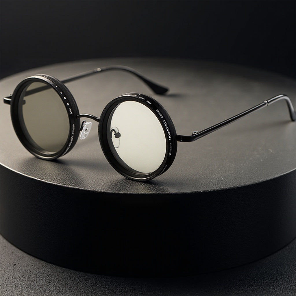 Steampunk Sunglasses Rotatable Flip-Up Lens UV400 Polarized - Vintage Round Goggles Men Women Cosplay Festival Travel Photography 2 Styles