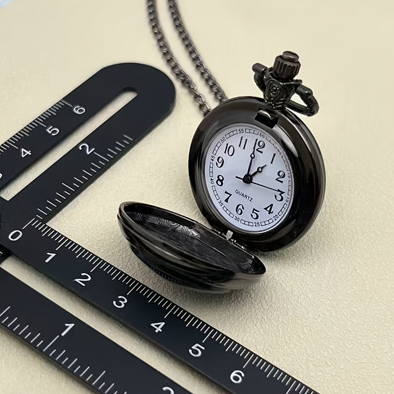 Gothic Raven Pocket Watch Necklace - Quartz Movement Alloy Case & Band, Black with Red Accents, Autumn Forest Aesthetic Jewelry, Non-Waterproof for Casual Attire, Stylish Accessory, Decorative Chain