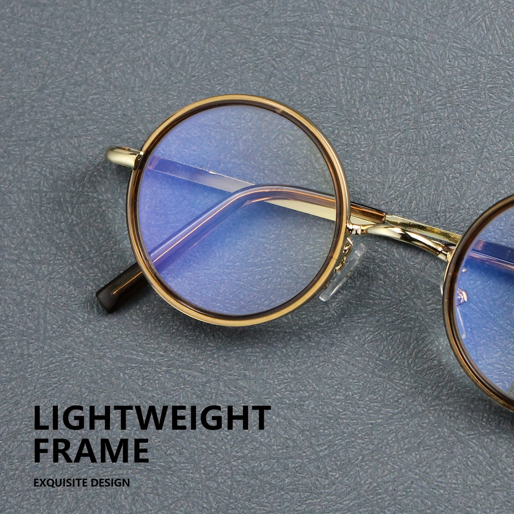 2pcs Stylish Metal Round Reading Glasses for Men & Women - Comfortable Spring Hinges, Lenses, Lightweight Design, Perfect for Reading & Fashion, Includes Case & Cleaning Cloth, Cute Glasse