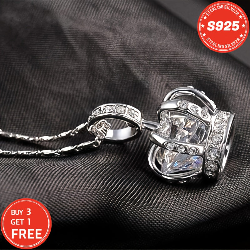 S925 Pure Silvery 5A Zirconia Crown Necklace, Durable, Low Allergenic, Is An Ideal Gift For Men, Women, Wives, Girlfriends, Mothers And Daughters On Anniversaries, Halloween, Christmas And Special Occasions, Total Weight Of The Product (2g)
