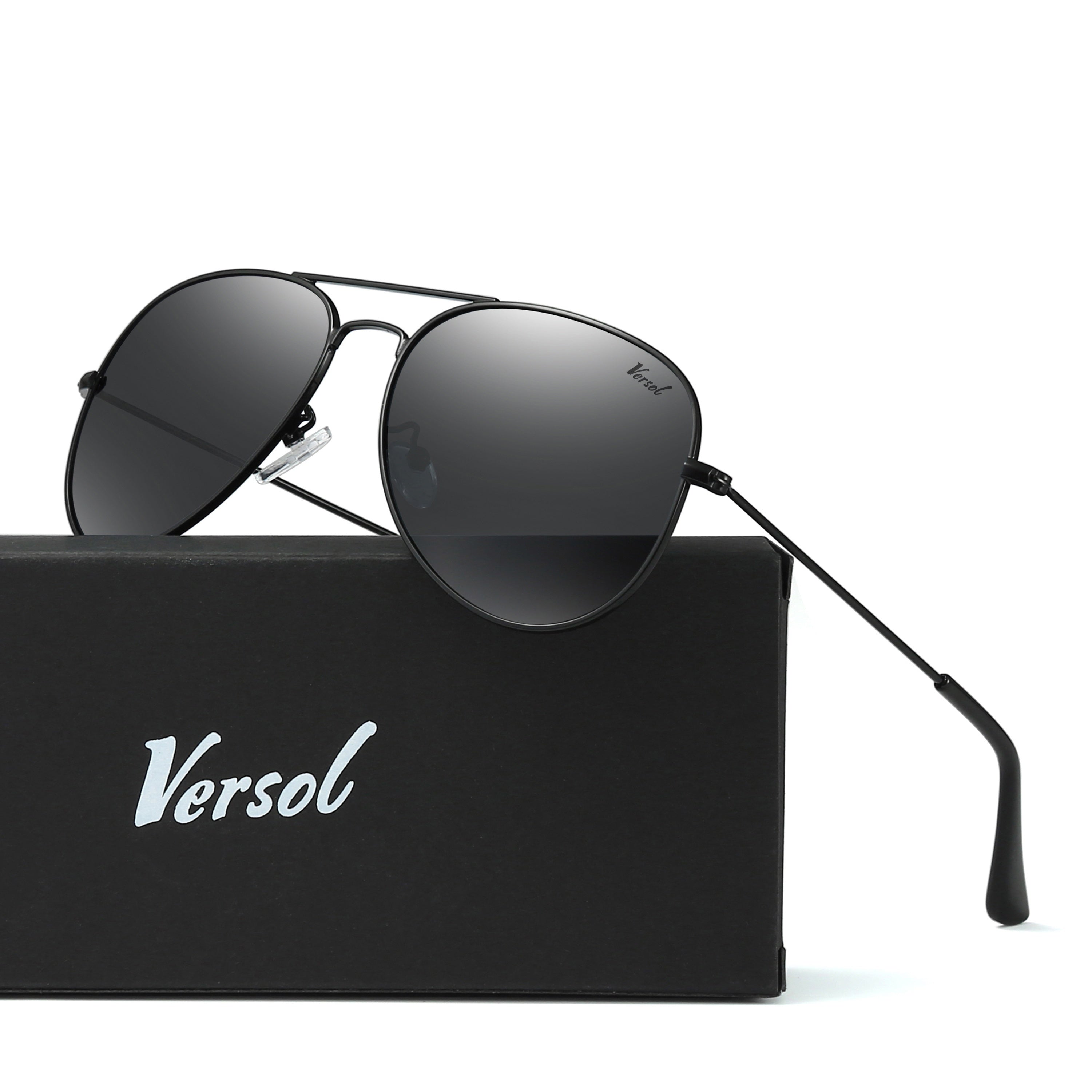 Versol Classic Pilot Sunglasses for Men & Women - Polarized Mirrored Protection, Lightweight Oversized Frame (>139mm), Large Square Lens, Stylish Aviation Design for Driving, Flying, Outdoor Activities - Unisex Pilot Sunglasses