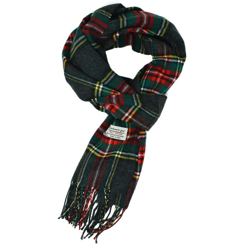 Scottish Stewart Tartan Plaid Luxurious Winter Scarf Soft Cashmere Feel 72"x12", Scottish Heritage Holiday Gift