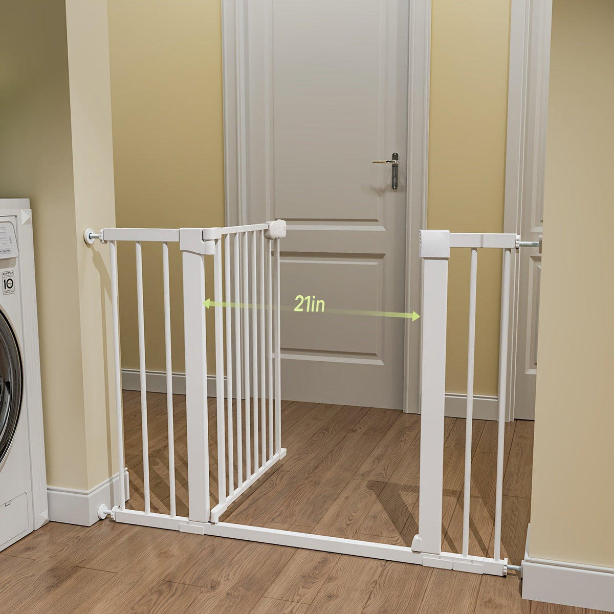 Adjustable Metal Gate - 27-43 Inch Width - Adjustable-width metal barrier in black or white – view 4