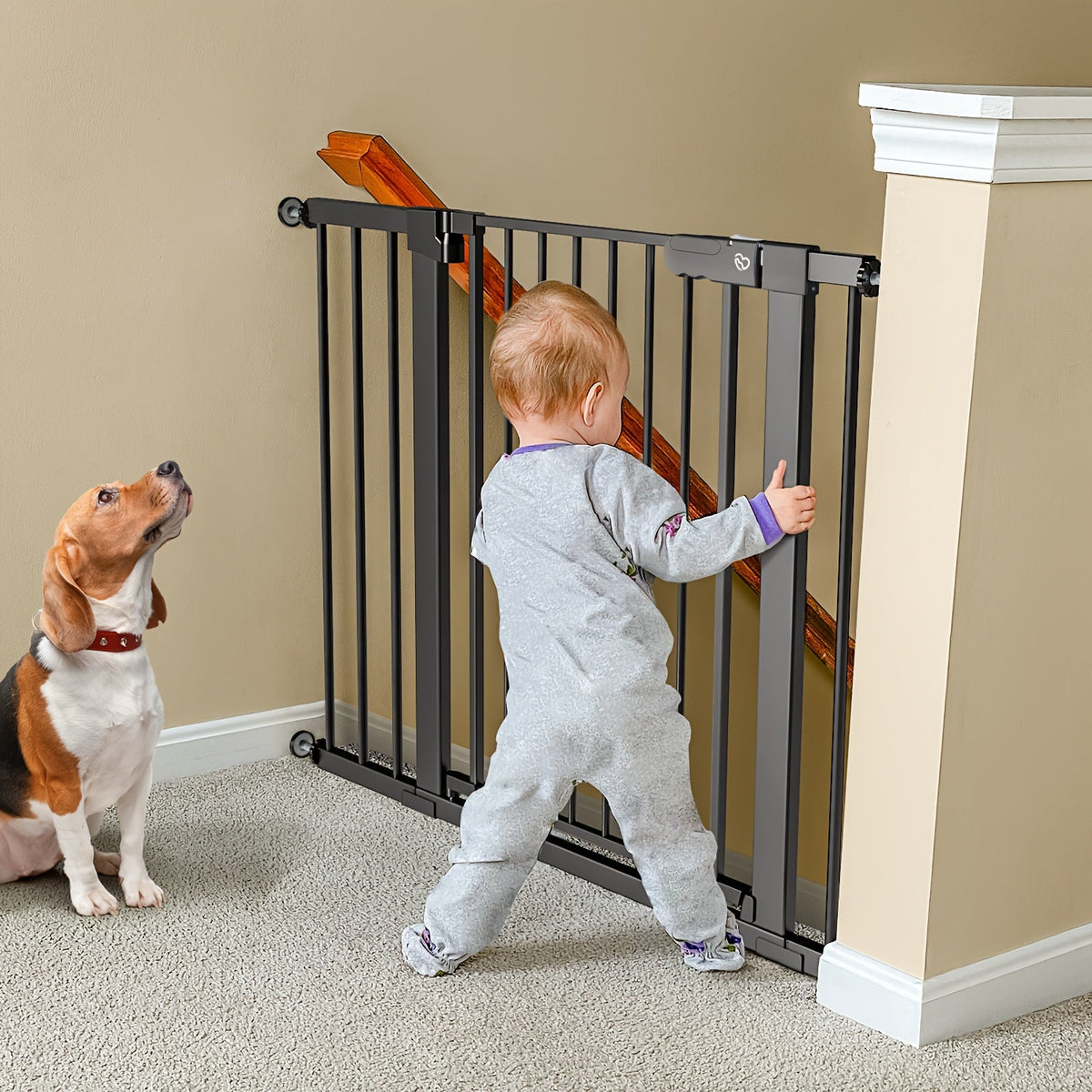 Adjustable Metal Gate - 27-43 Inch Width - Adjustable-width metal barrier in black or white – view 6