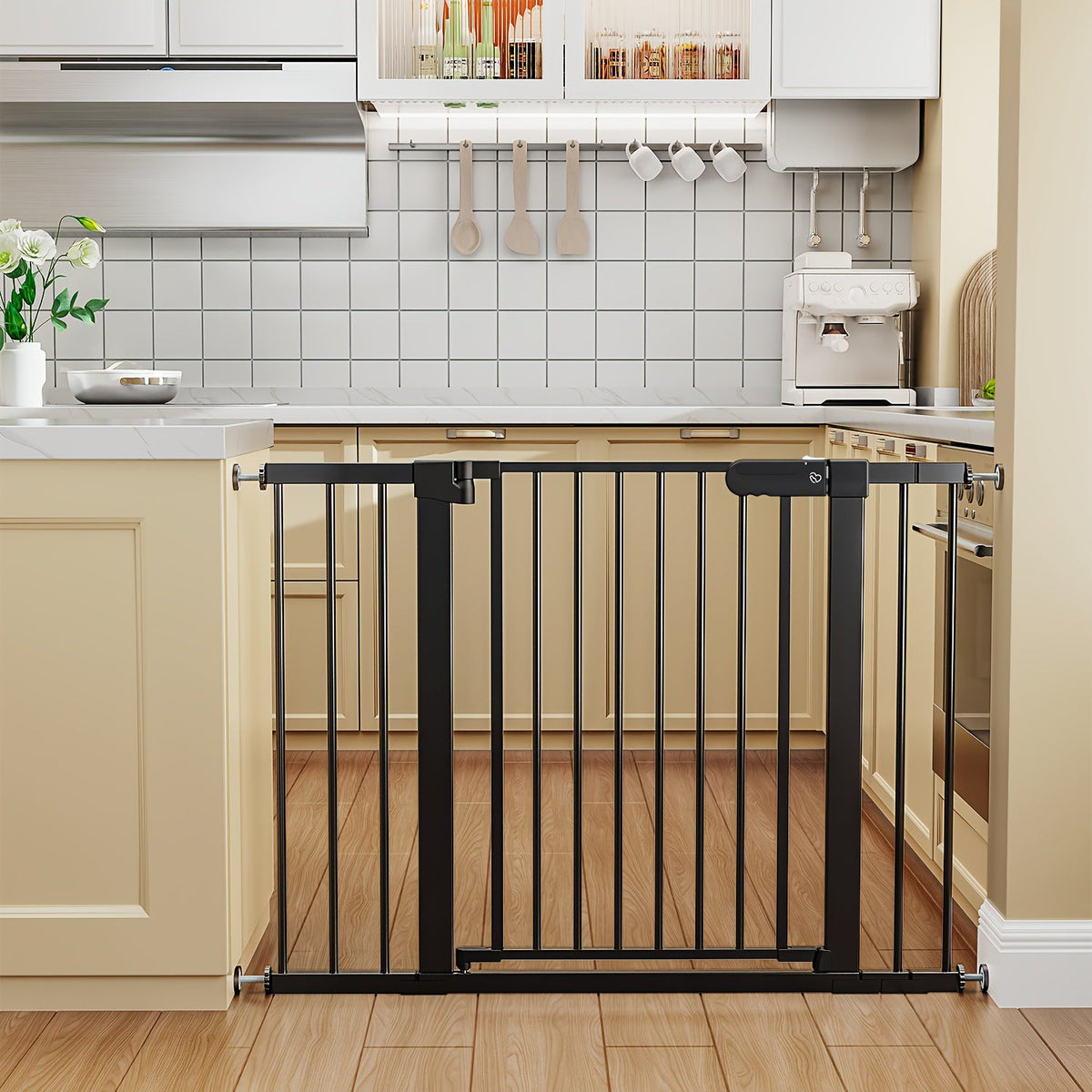Adjustable Metal Gate - 27-43 Inch Width - Adjustable-width metal barrier in black or white – view 7