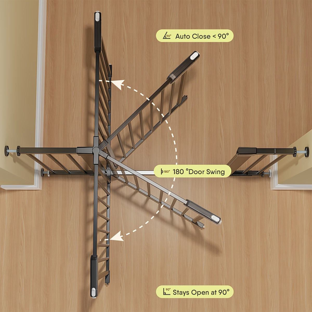 Adjustable Metal Gate - 27-43 Inch Width - Adjustable-width metal barrier in black or white – view 8