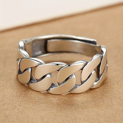 Adjustable Ring for Women - 925 Silver Cuban Link, Adjustable Band - product detail view 4