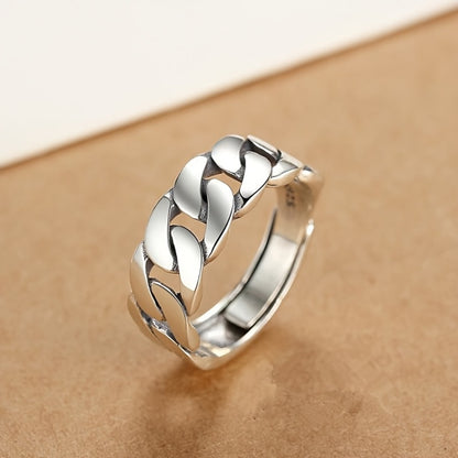 Adjustable Ring for Women - 925 Silver Cuban Link, Adjustable Band - product detail view 5