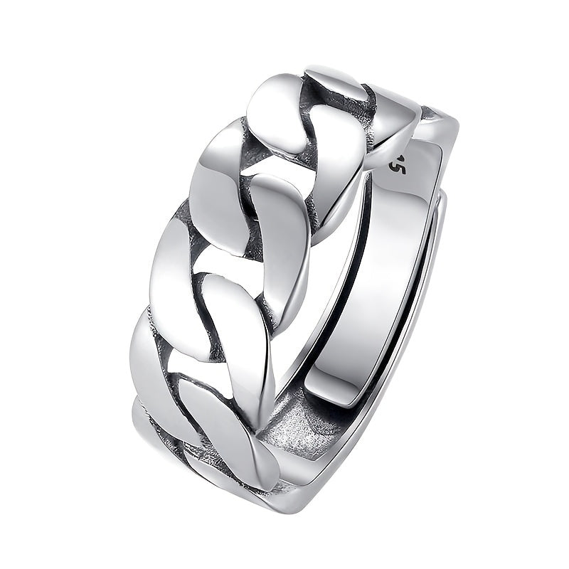 Adjustable Ring for Women - 925 Silver Cuban Link, Adjustable Band - product detail view 7