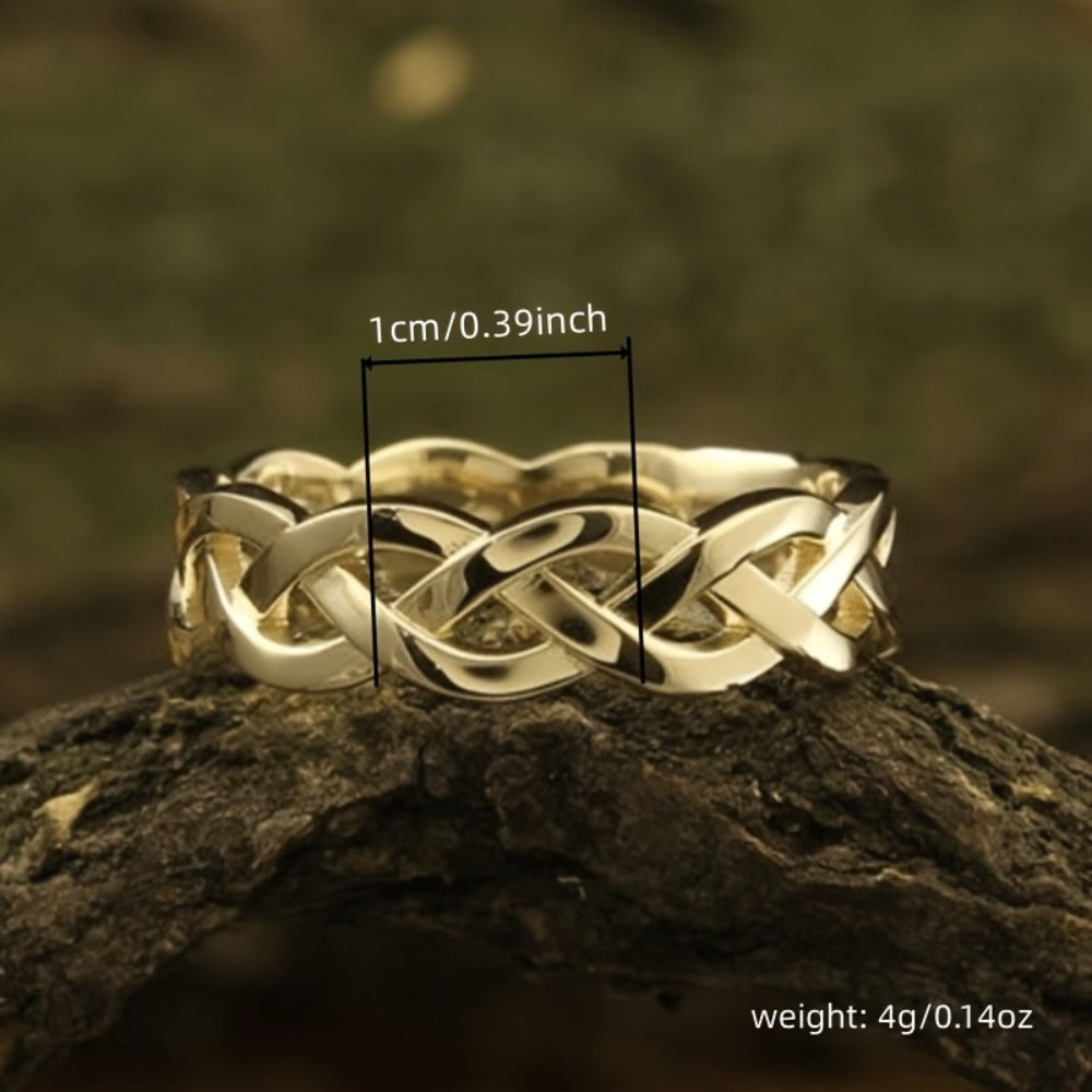Adjustable Ring for Women - Gold-Tone Woven Band, Openwork Chain Design - size chart 1cm/0.39inch weight: 4g/0.14oz