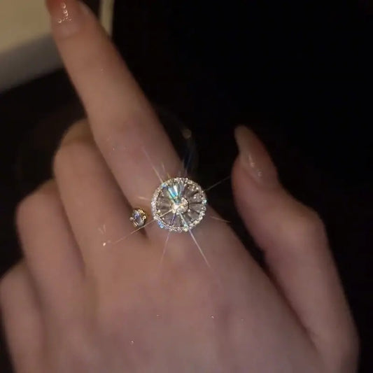Adjustable Ring - Spinner S925 Sterling Silver with Cubic Zirconia - Rotating Open for - main product view