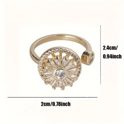 Adjustable Ring - Spinner S925 Sterling Silver with Cubic Zirconia - Rotating Open for - product detail view 5