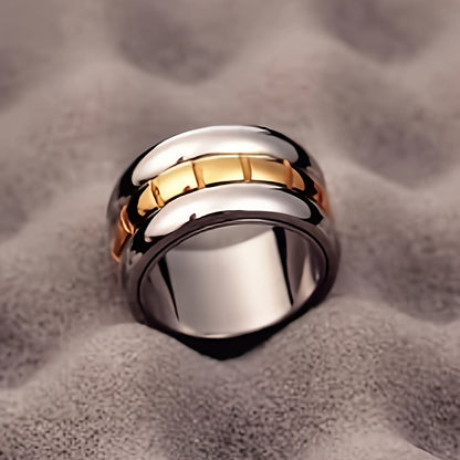 Titanium Steel Ring for Men Women - 12mm Wide Stainless Steel Band, Hypoallergenic Comfort Fit, Couples Wedding Engagement Ring, Durable Polished Finish, Unisex