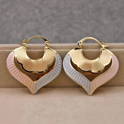 Gold Heart Hoop Earrings Set 4 Pairs for Women - Gold-Plated Hollow Heart Shaped Hoops, Elegant Fashion Jewelry for Wedding, Party & Birthday Gift