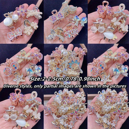 Hair Claw Clips 10pcs Luxury Zirconia Bow Flower Design Nonslip Jaw Clips Elegant Rhinestone Barrettes Hair Accessories for Women Wedding Daily Styling Headwear