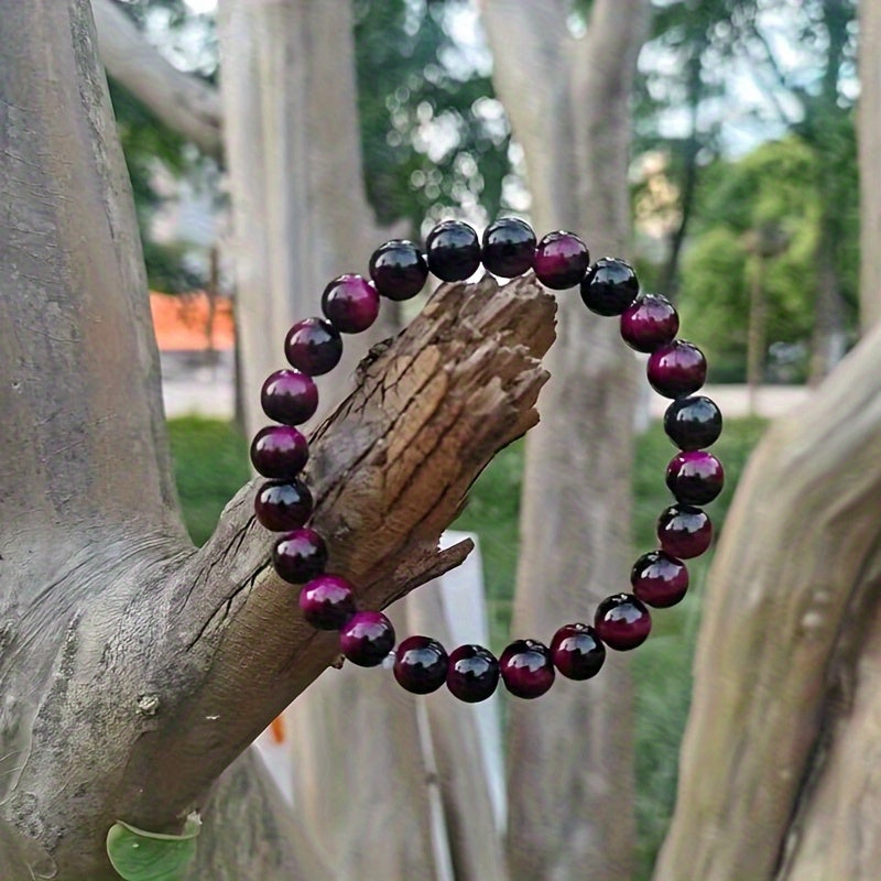 8pcs Set of 8mm Tiger Eye Stone Bracelets- Handmade, Fashionable and Durable, Suitable for Daily Wear- Unisex Design- Perfect Gift for Valentine'S Day, Birthdays, or Any Special Occasion